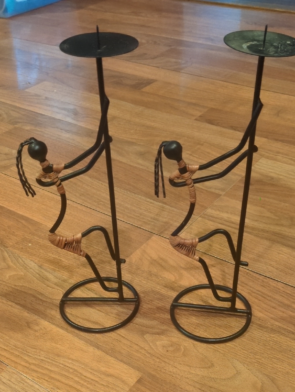 Metal Tribal Figurine Candle Holders - Black and Brown